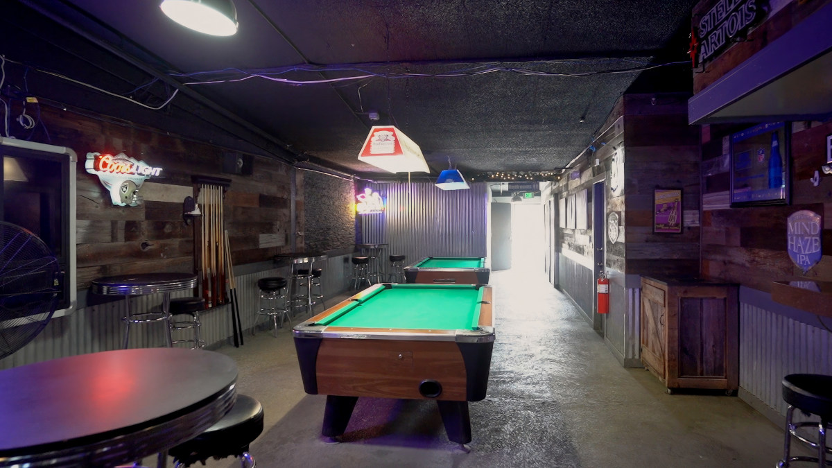 Interior, pool tables