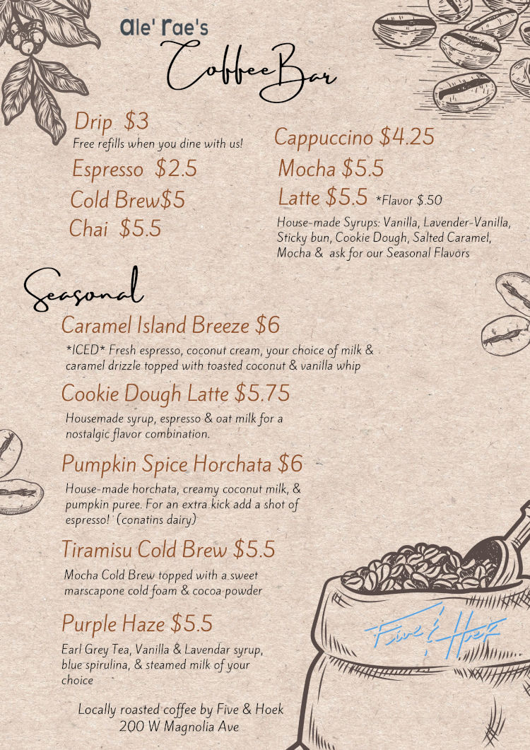 Coffee Bar menu