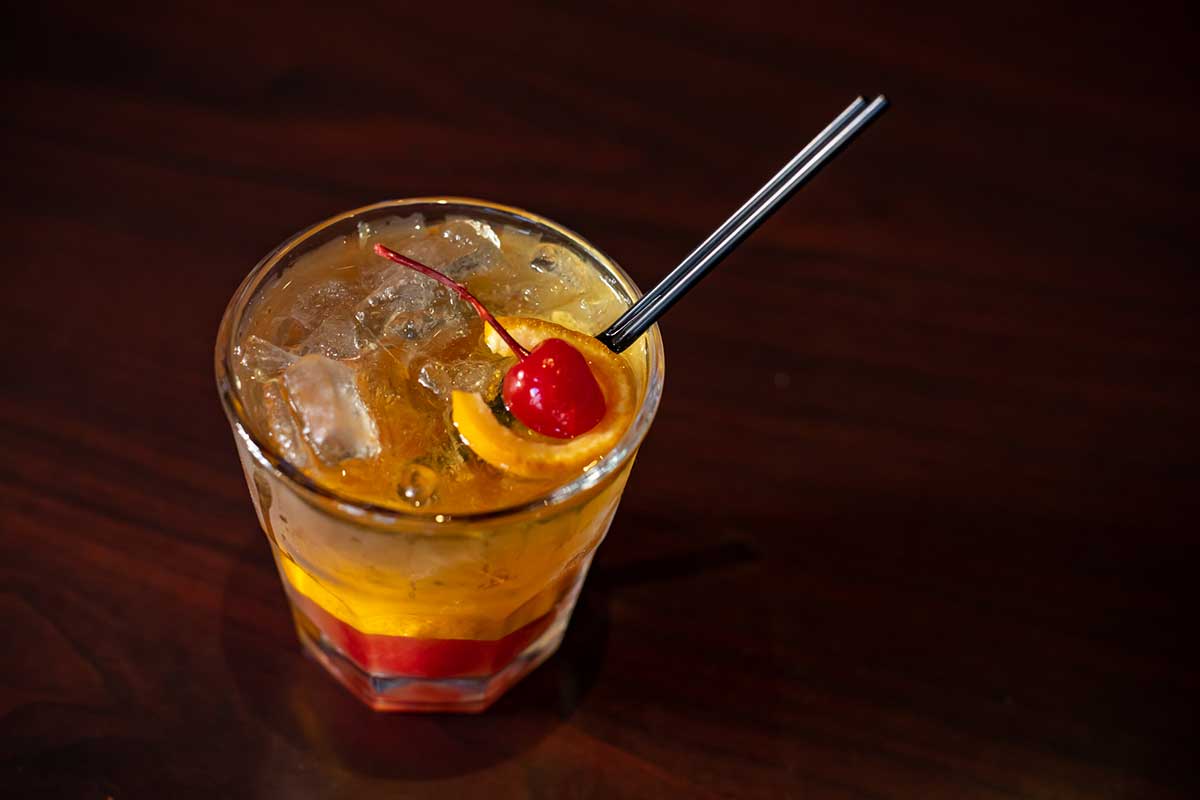 Old Fashioned cocktail with garnish