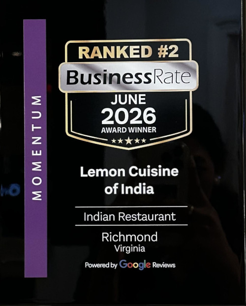 Lemon Cuisine of India - Ranked #2, BusinessRate June 2026 Award Winner, Richmond Virginia