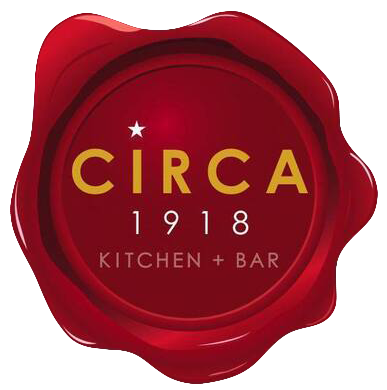Circa 1918 Kitchen + Bar logo scroll
