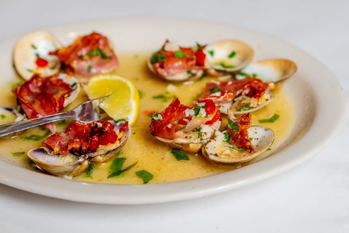 Clams Casino Served On The White Plate