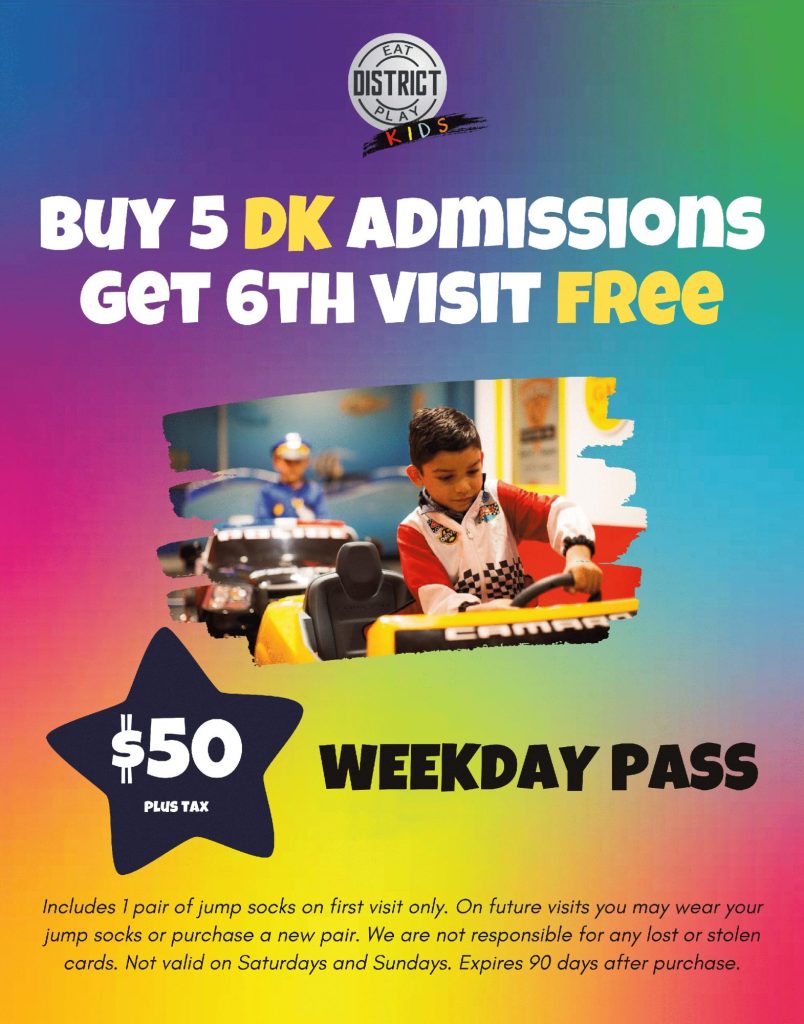 50$ plus tax weekday pass, buy 5 DK admissions get 6th visit free