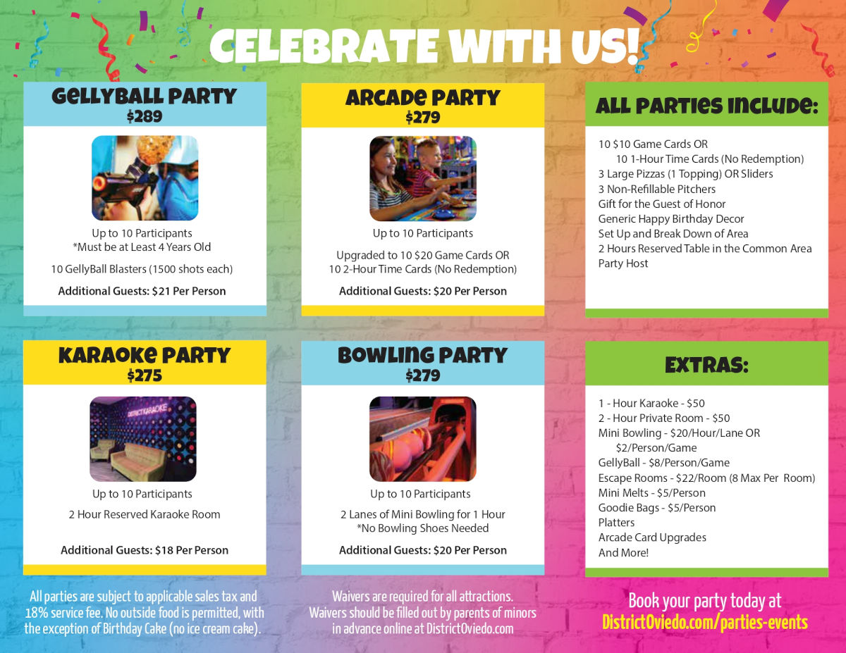 Celebrate with us - Gellyball, Arcade, Karaoke, and Bowling Party Information