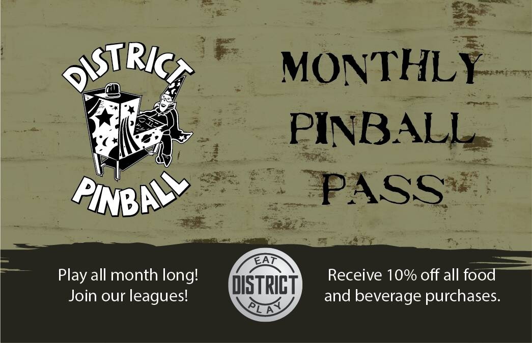 Monthly Pinball Pass - Receive 10% off all food and beverage purchases