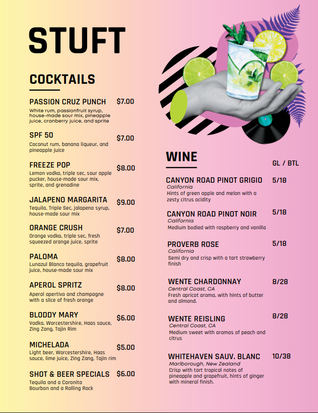 Stuft Cocktails and Wines