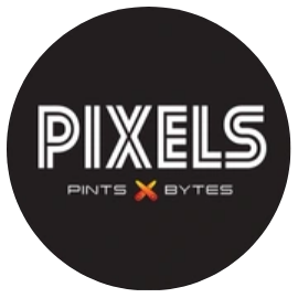 Pixels Pints and Bytes logo scroll
