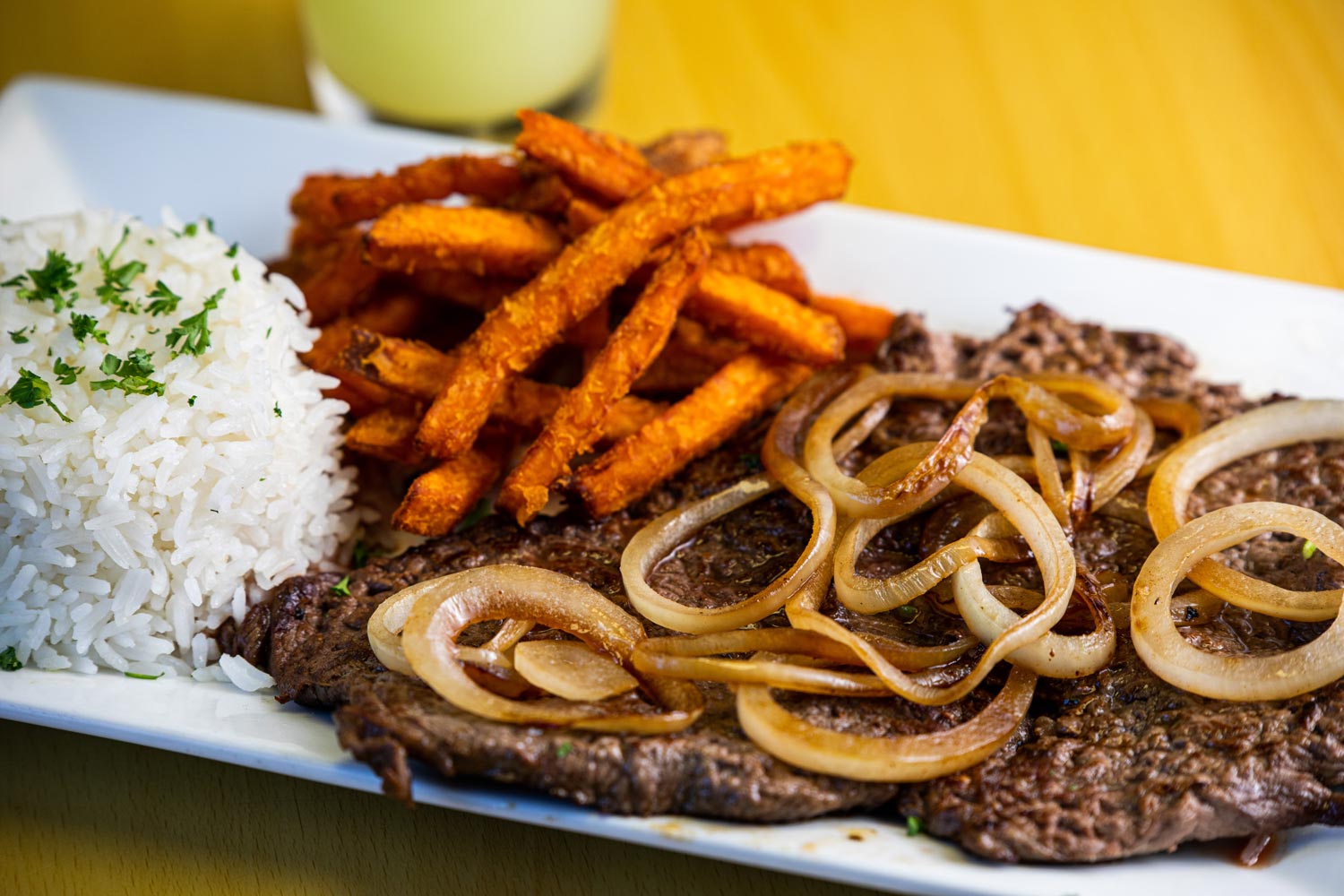 steak with onions photo