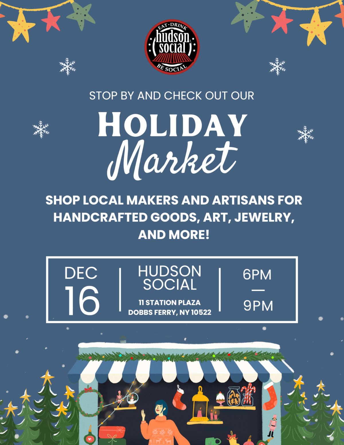 Stop by and check out our holiday market on 16 December