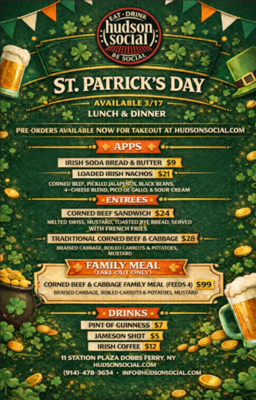 St. Patrick's Day available 3/15 - 3/17