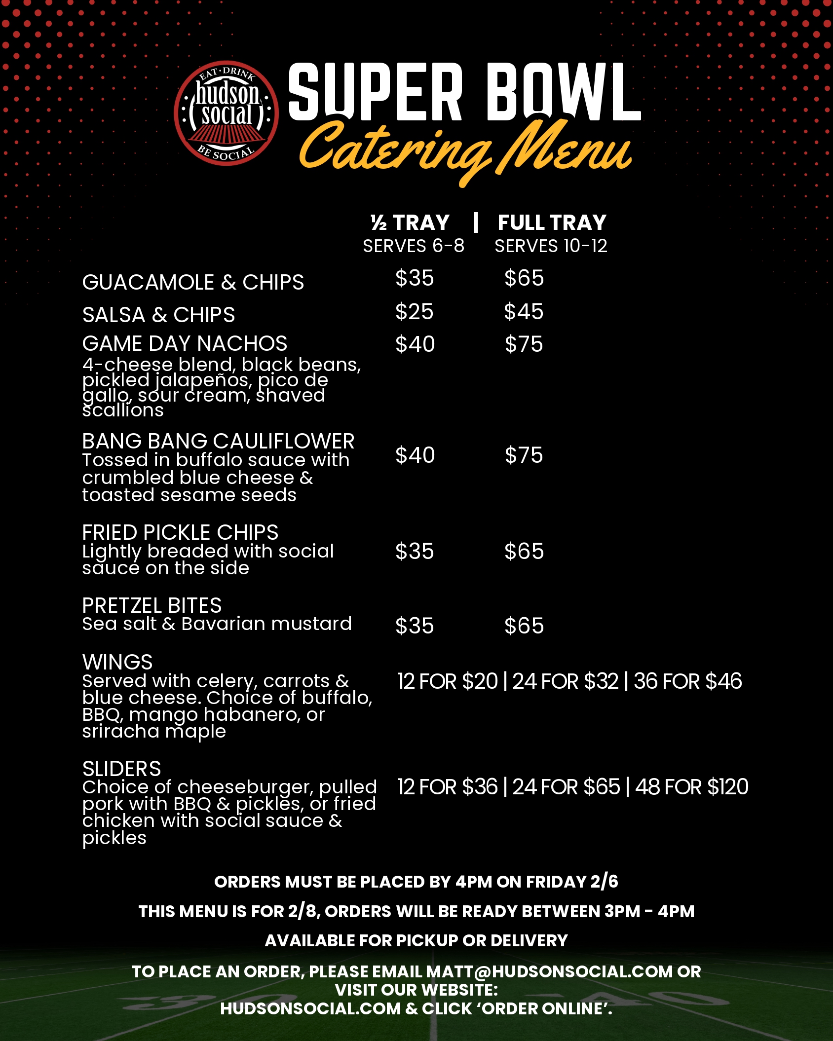 super bowl catering menu