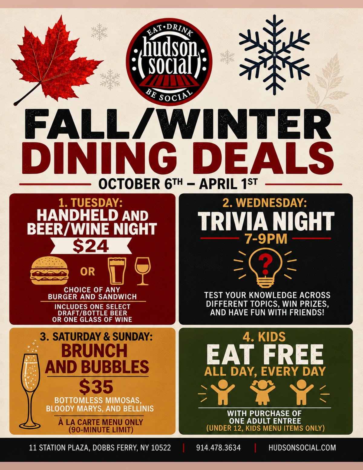 fall/winter dining deals