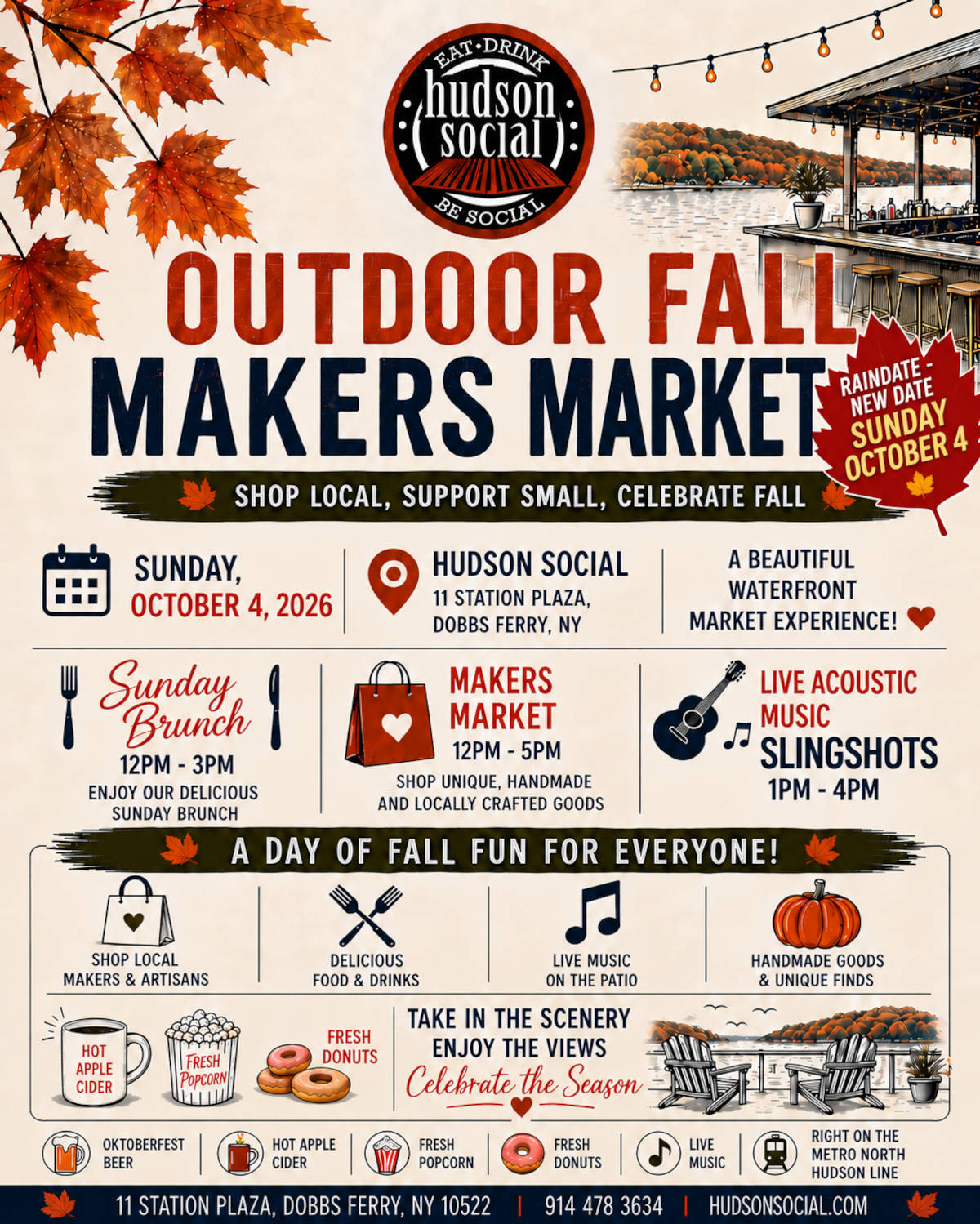 Hudson Social Outdoor Fall Makers Market, Sunday October 4