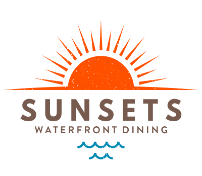 Sunsets Waterfront Dining logo scroll