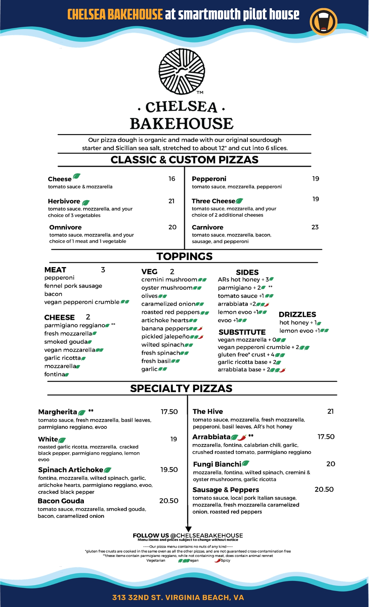 Chelsea Bakehouse Menu