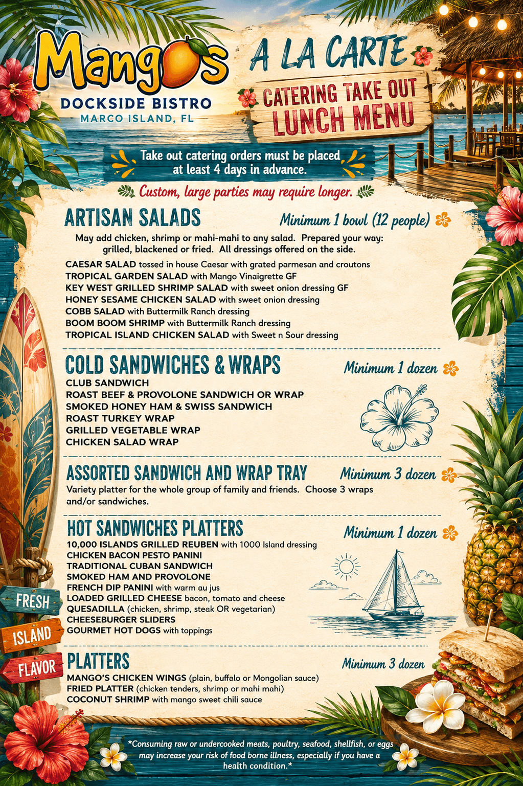 A La Carte Lunch menu