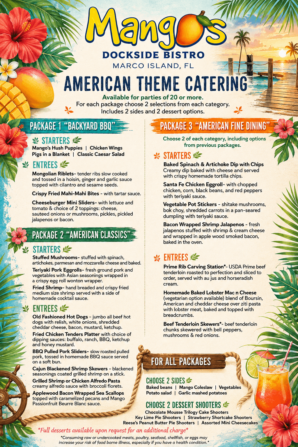 American Theme Catering menu