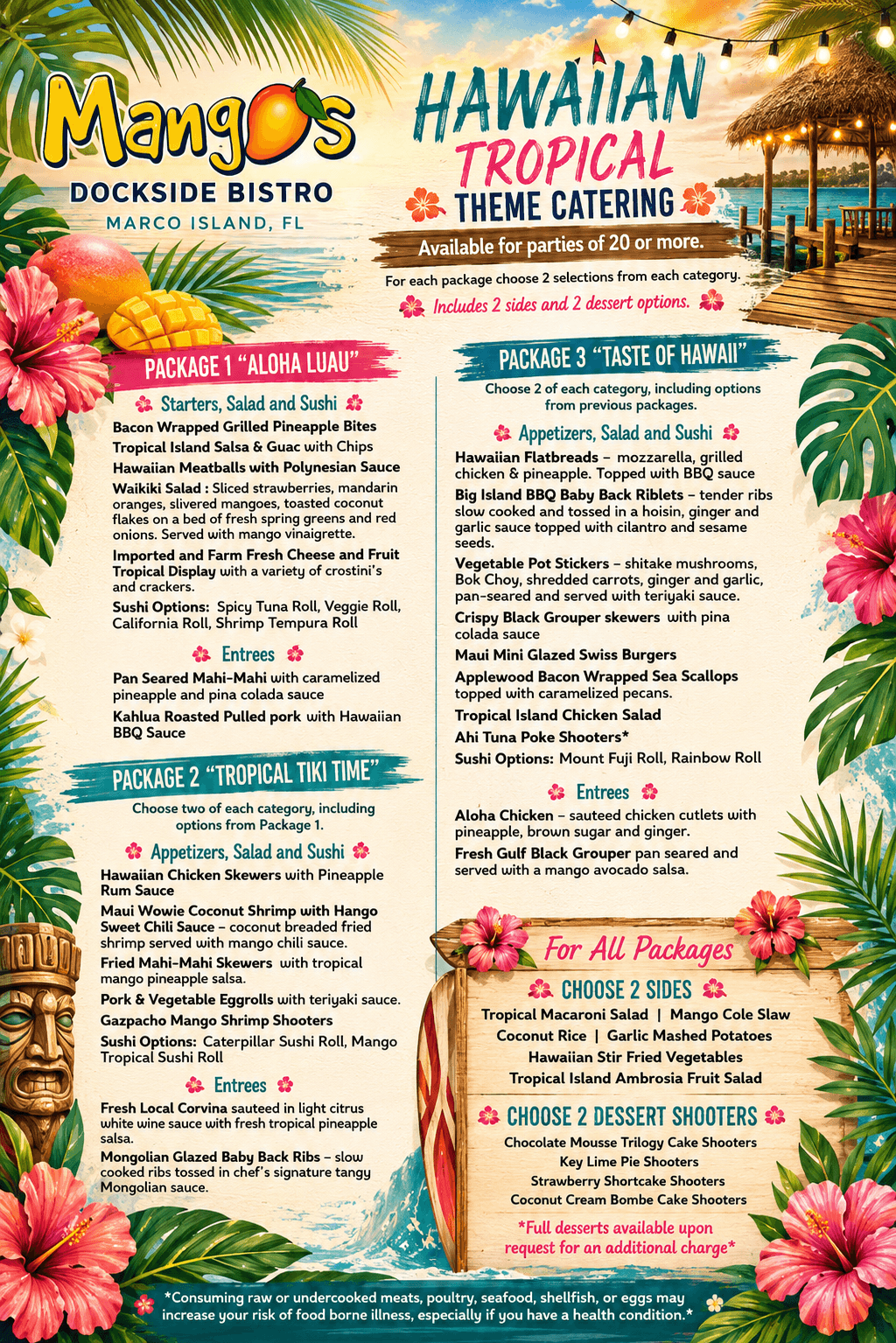 Hawaiian Theme Catering menu