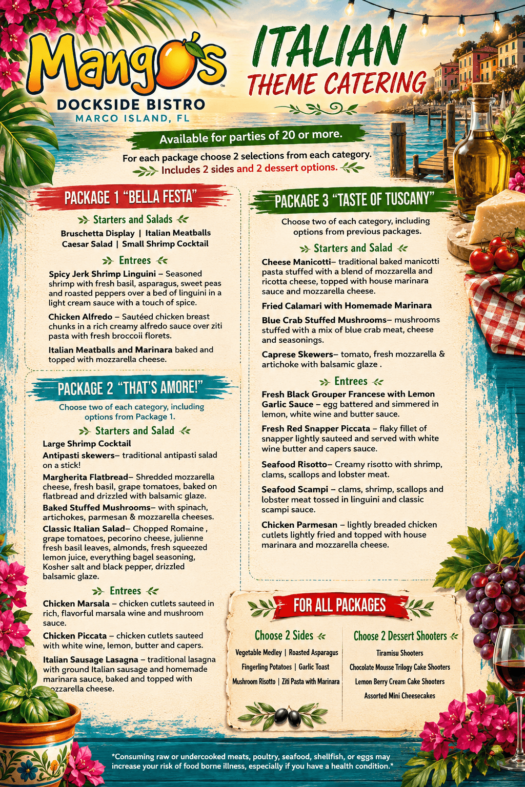 Italian Theme Catering menu
