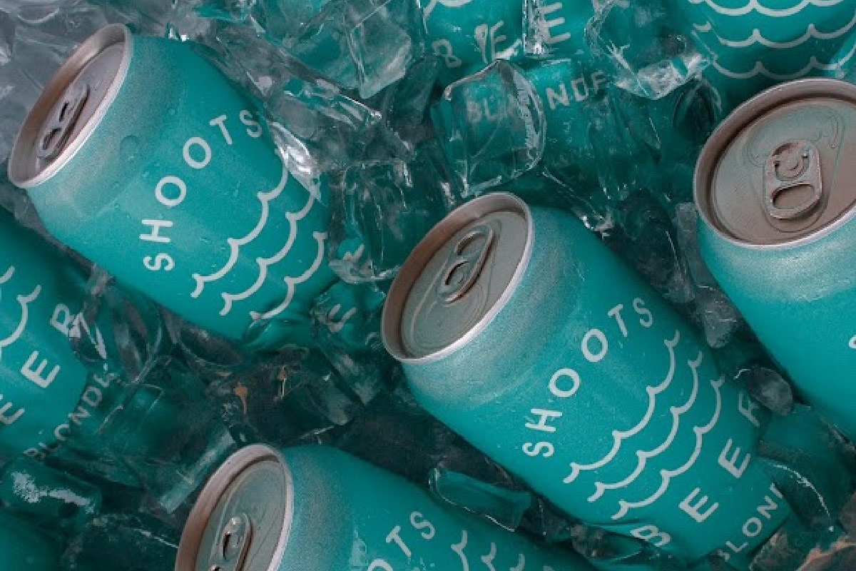 Closeup of the beer cans in the ice