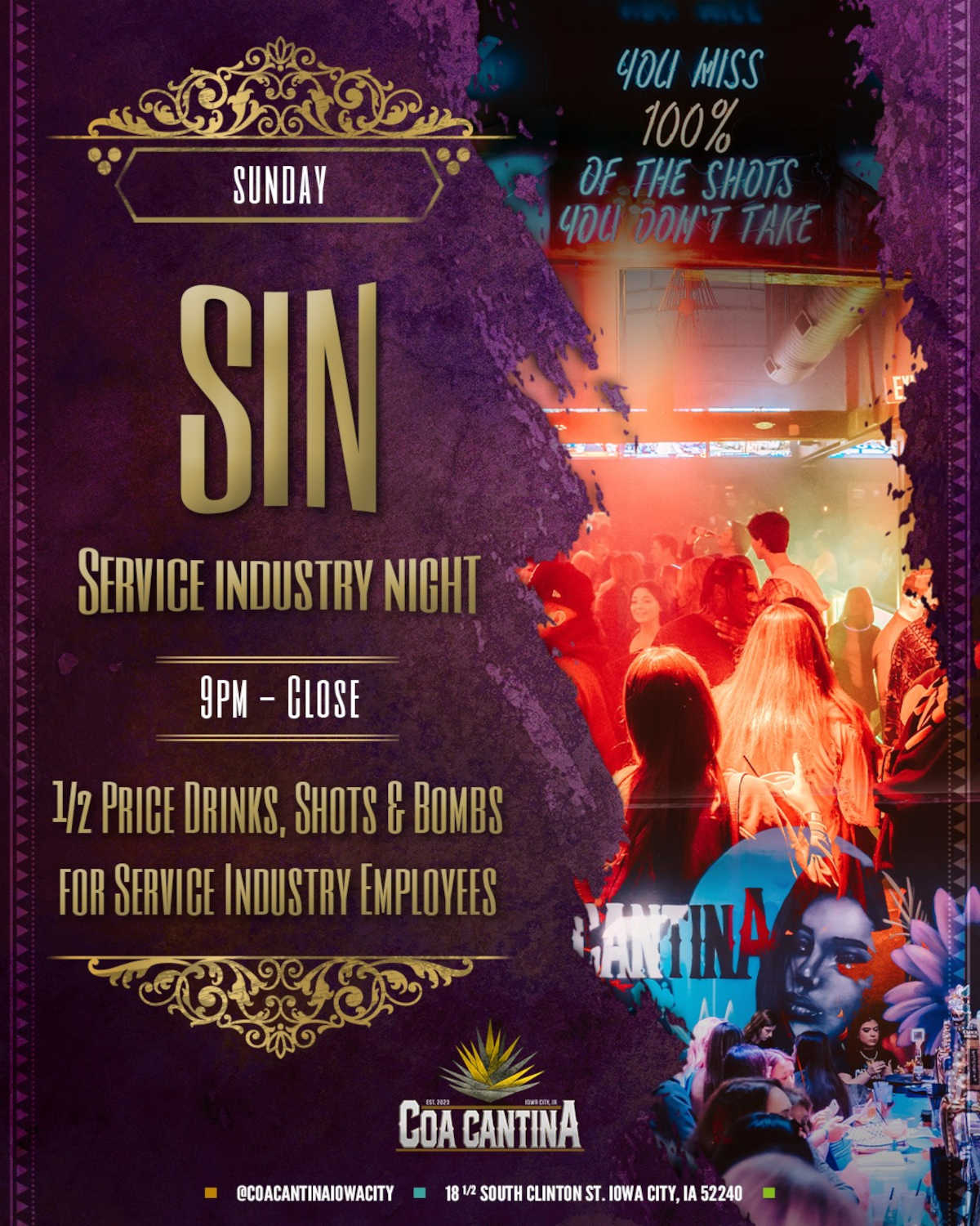 Sunday Service Industry Night 9pm-close poster