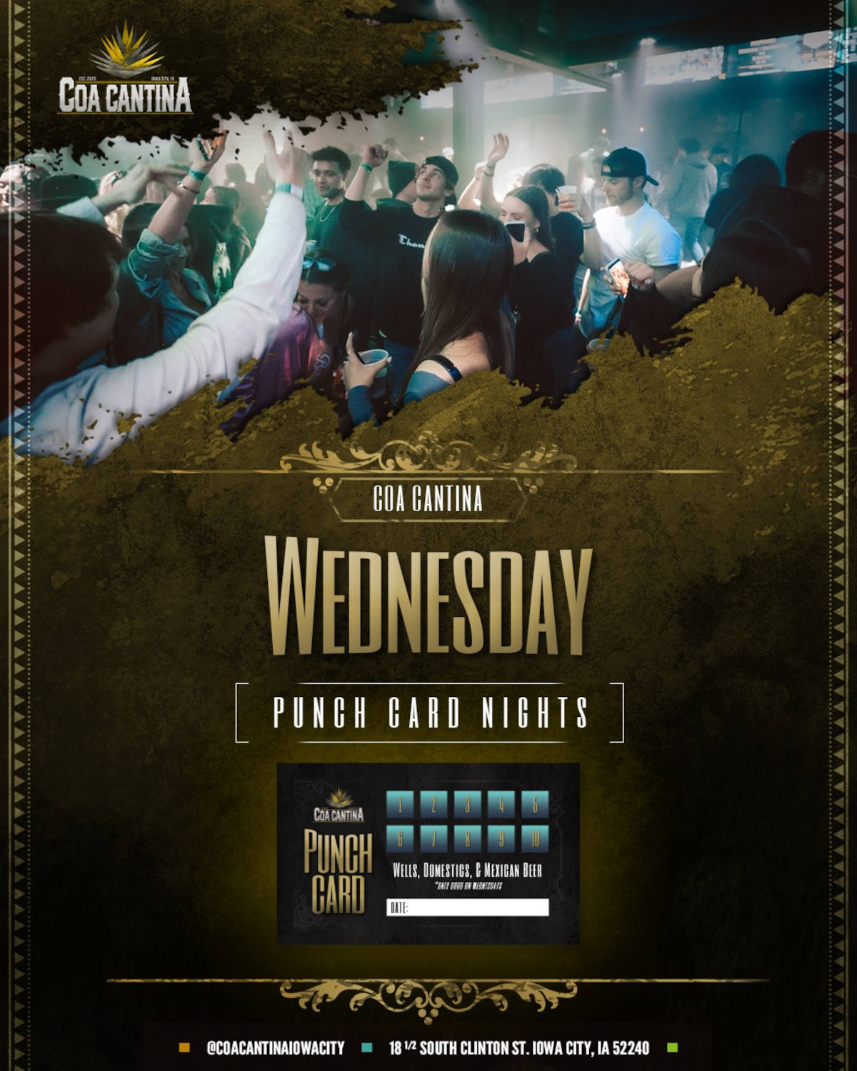 Wednesday punch card nights poster