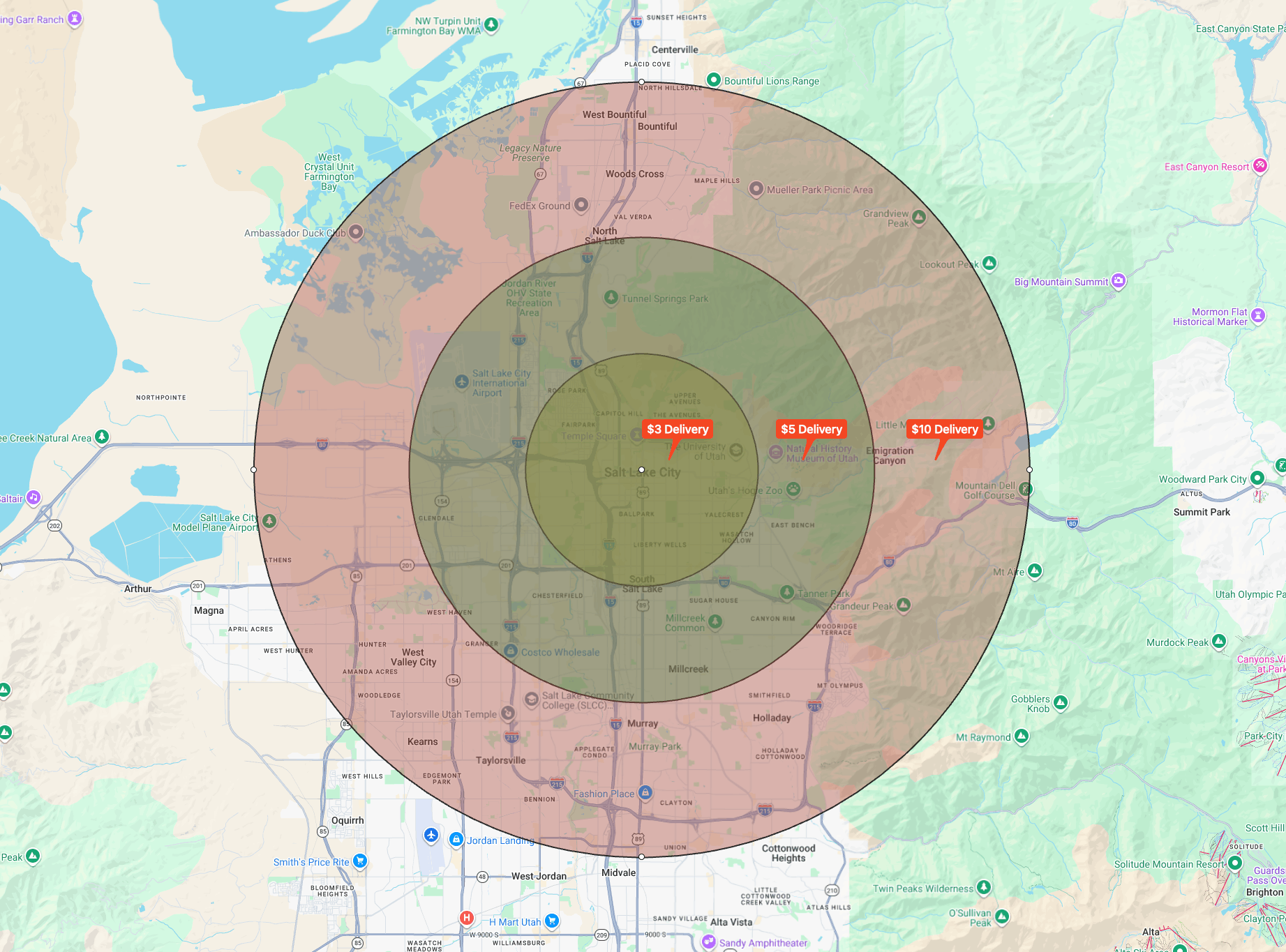 Delivery Range Map