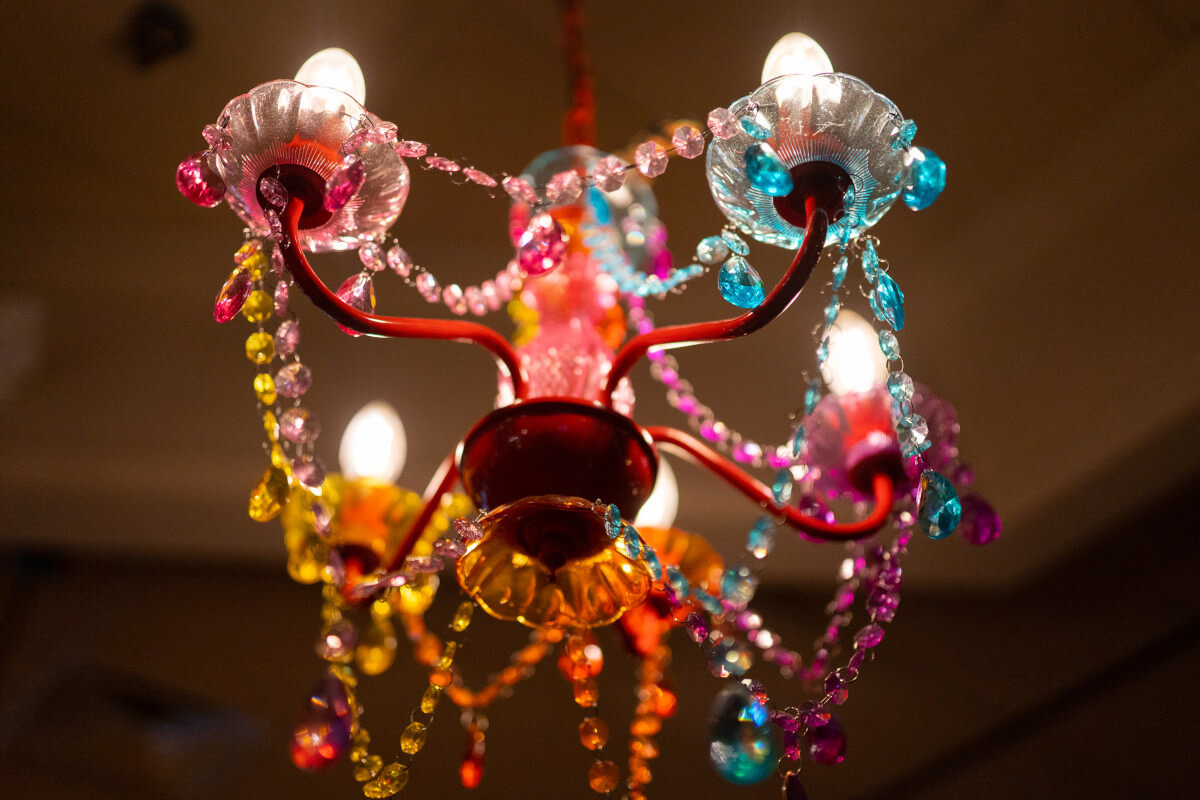 Colourful chandelier, bottom view