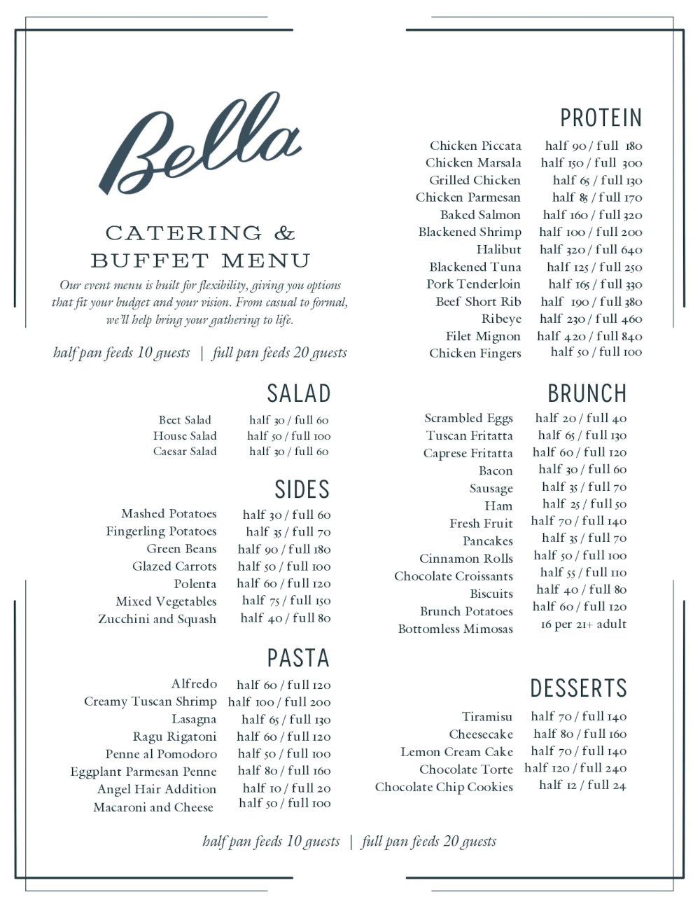 catering &buffet menu