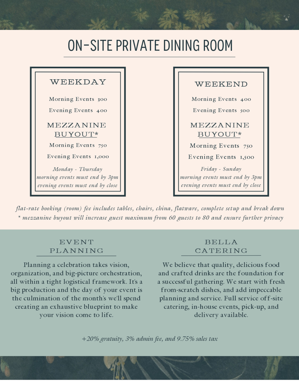 on-site private dining room