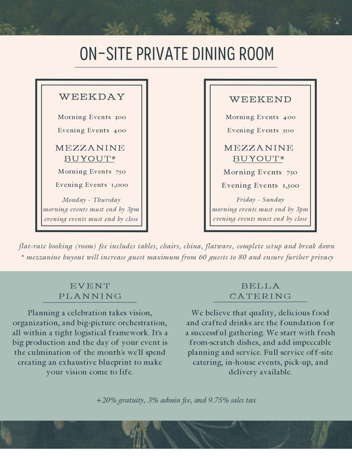 on-site private dining room