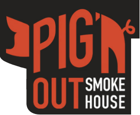 Piggin' Out Smokehouse logo scroll