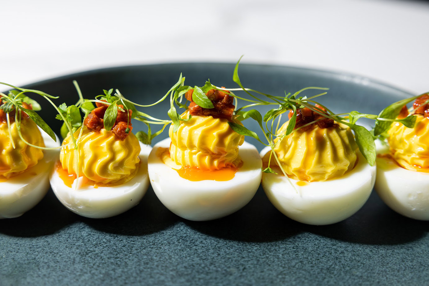 A plate of Deviled Eggs