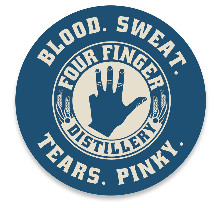 Four Finger Distillery logo scroll