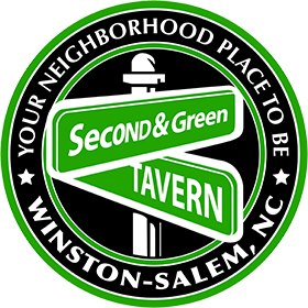 Second & Green Tavern logo scroll