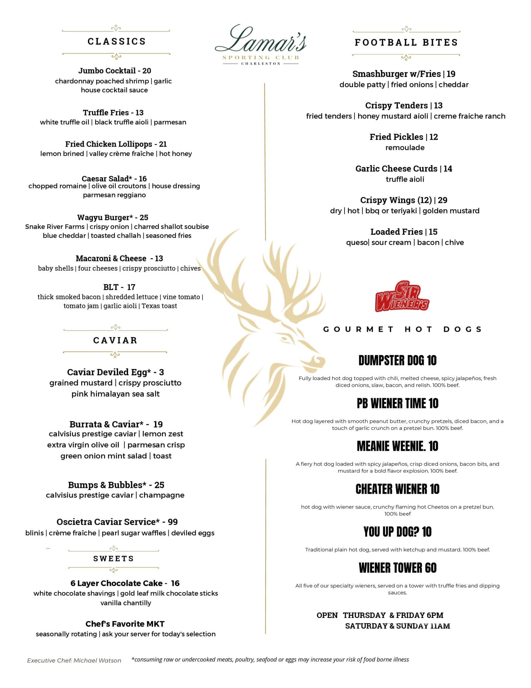 Lamar's Sporting Club menu