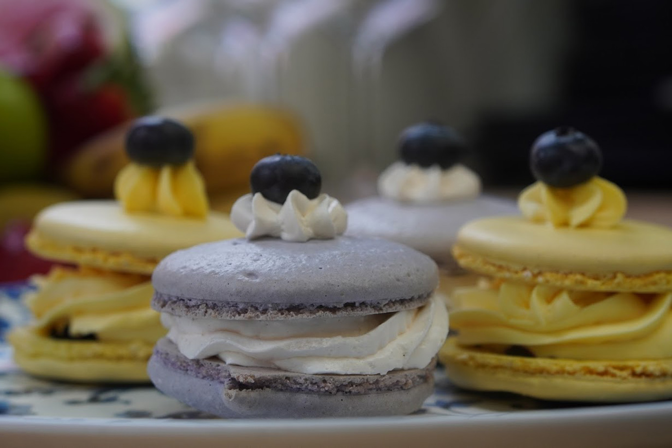 French macarons with different kinds of fillings