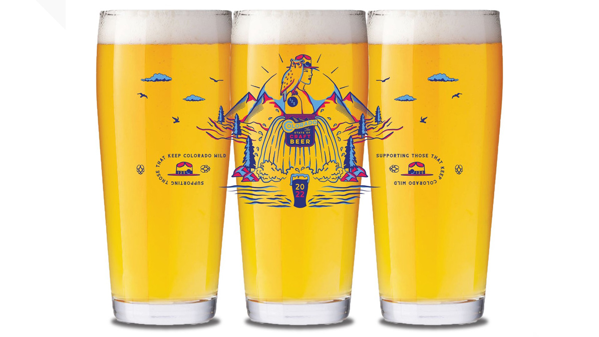 glasses of beer with a illustration on the front