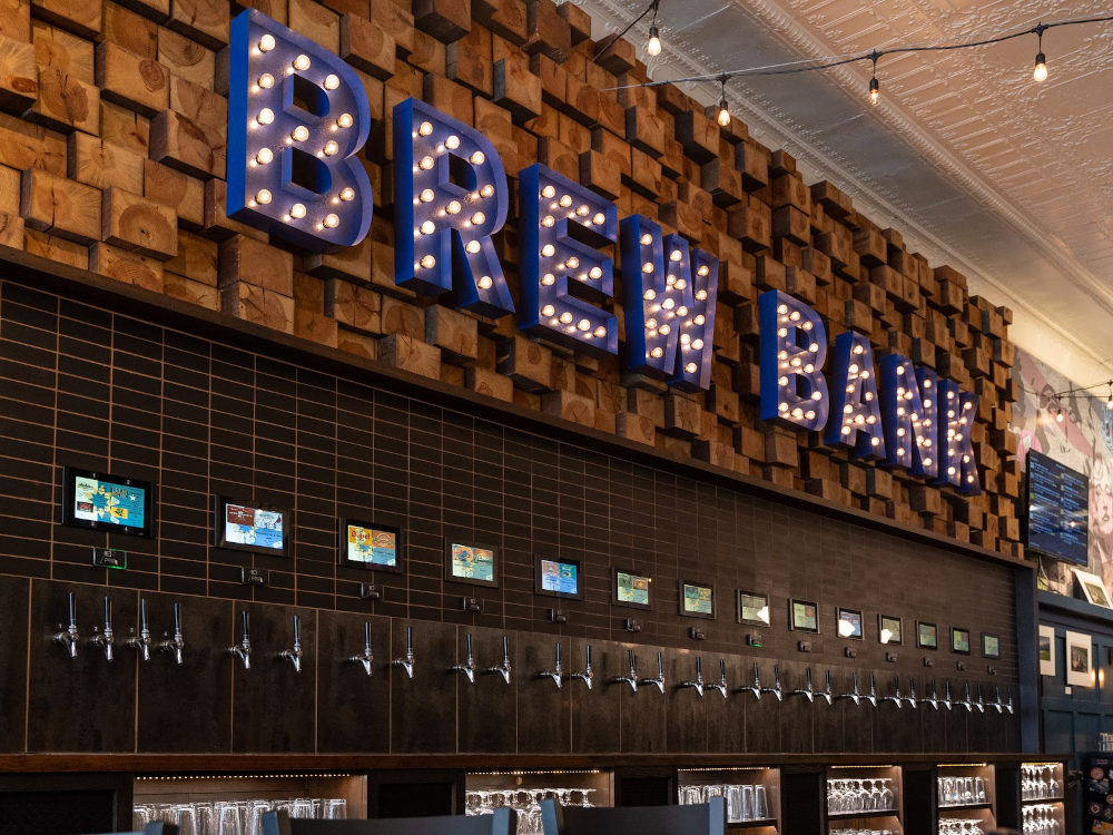 Brew Bank logo on wall