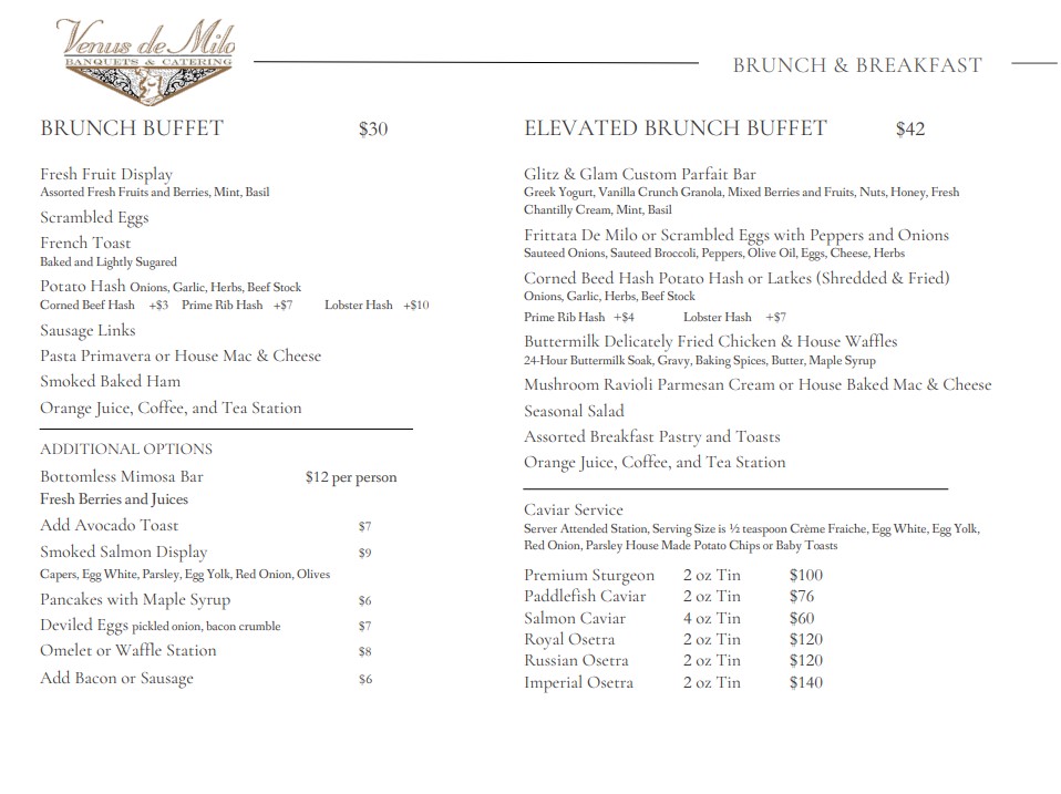 Brunch and Breakfast Menu Page 2