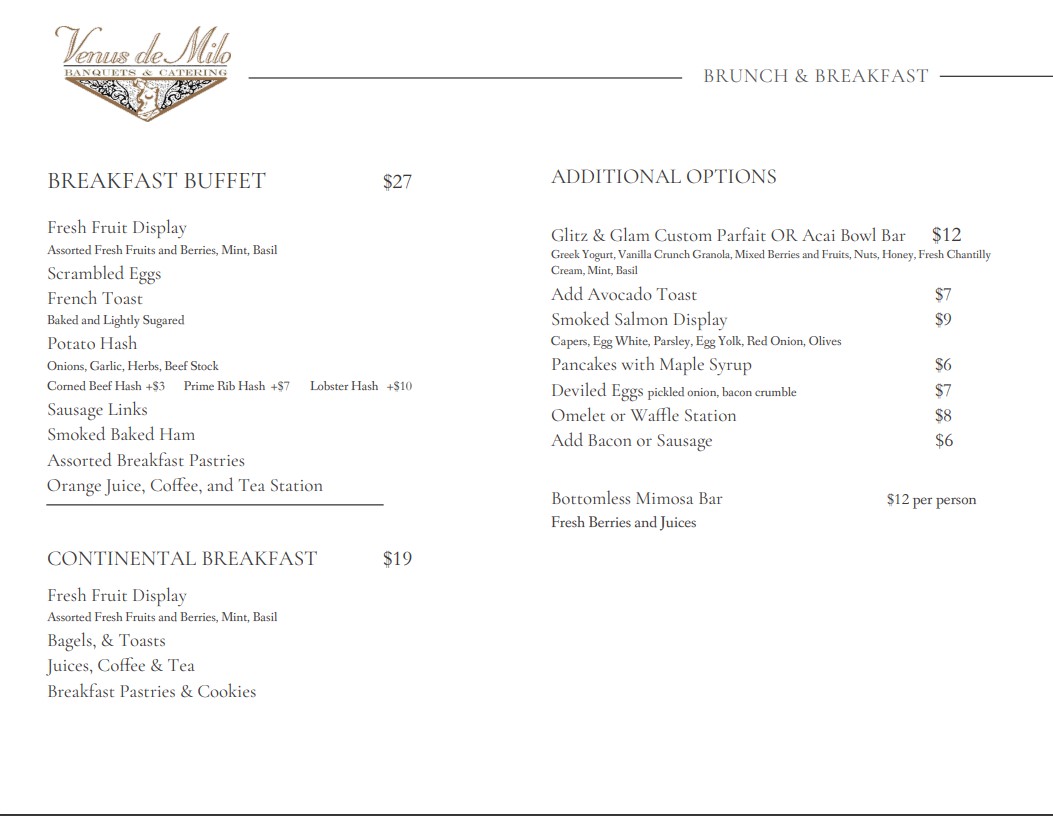 Brunch and Breakfast Menu Page 3