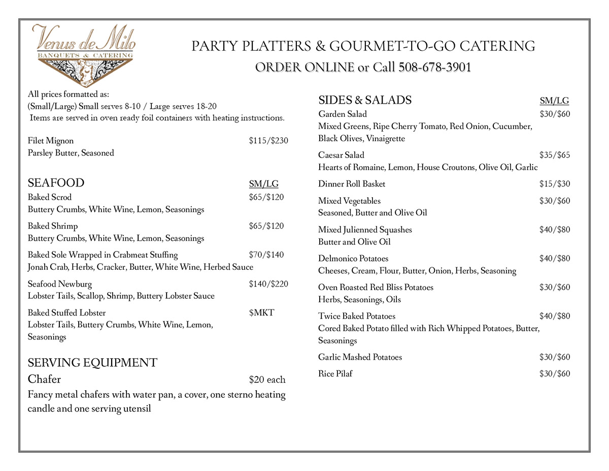 Party Platter and Catering Menu page 2