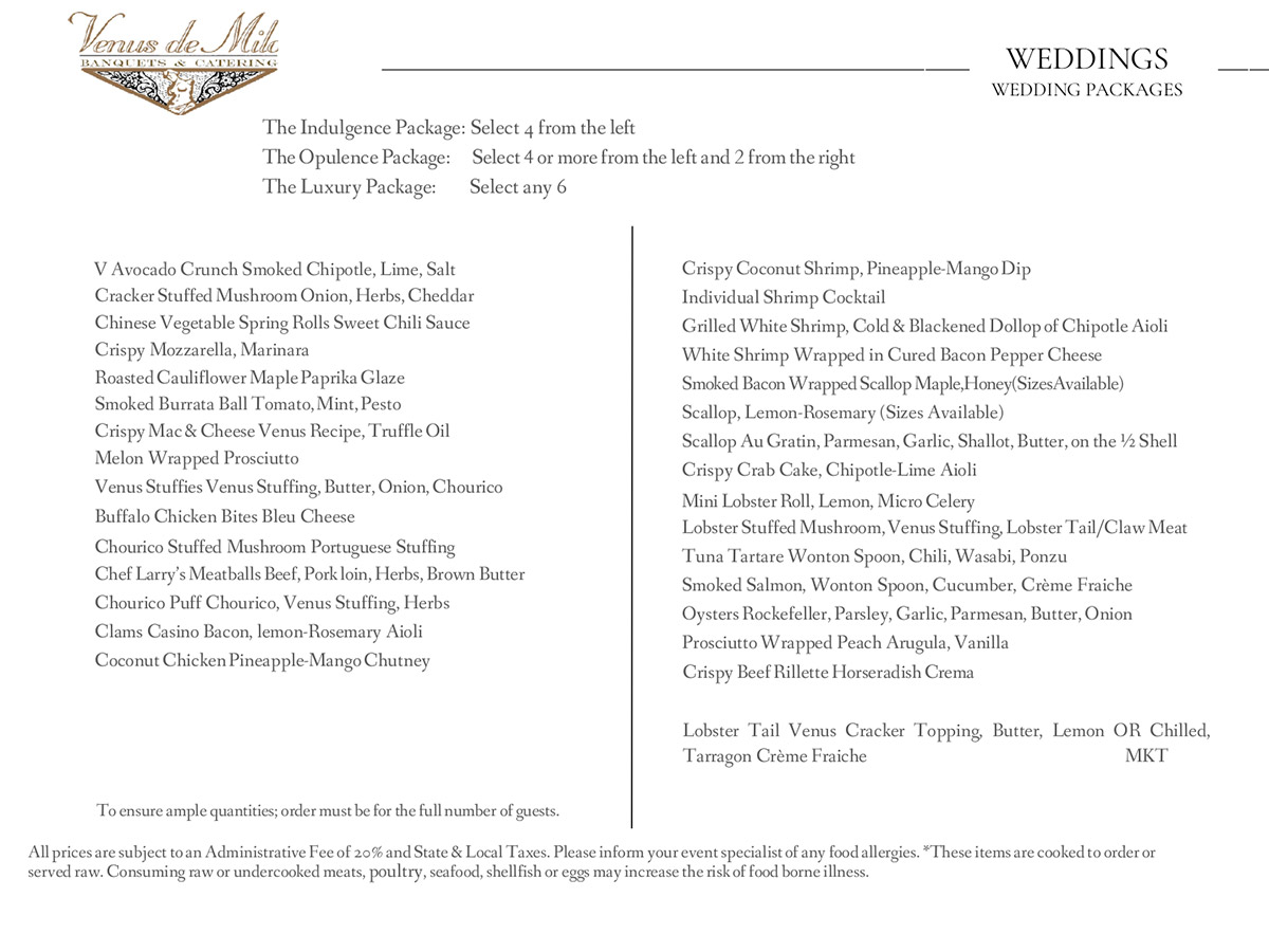 Wedding menu page 3