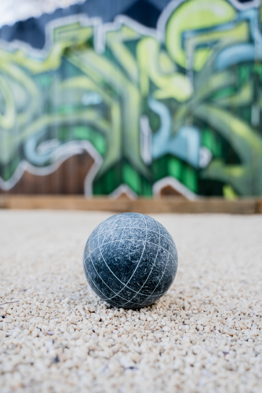 a bocce ball on the ground