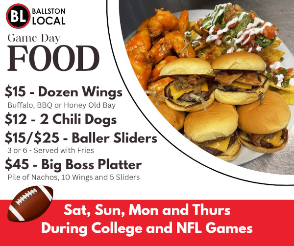 Game day food menu flyer