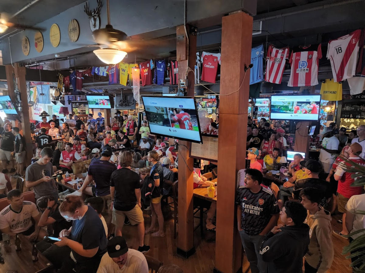 Interior, packed dining area