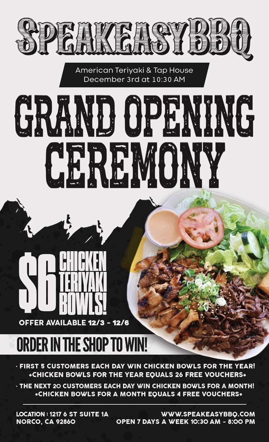 Grand opening, flyer menu