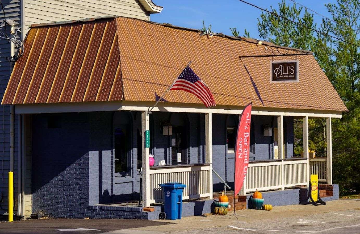 restaurant entrance and front porch