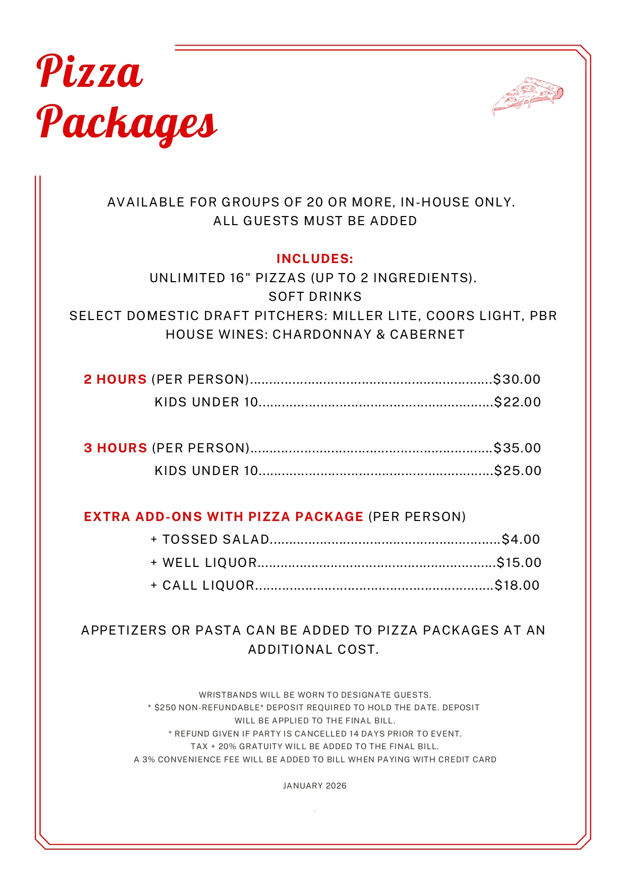 Pizza packages