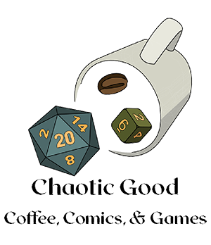 Chaotic Good: Coffee, Comics and Games logo top - Homepage